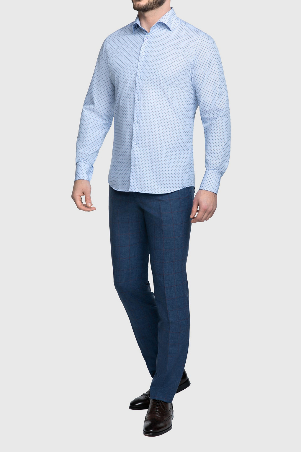 Сорочка мужская TR23E/05/0114 slim fit, голубой, хлопок