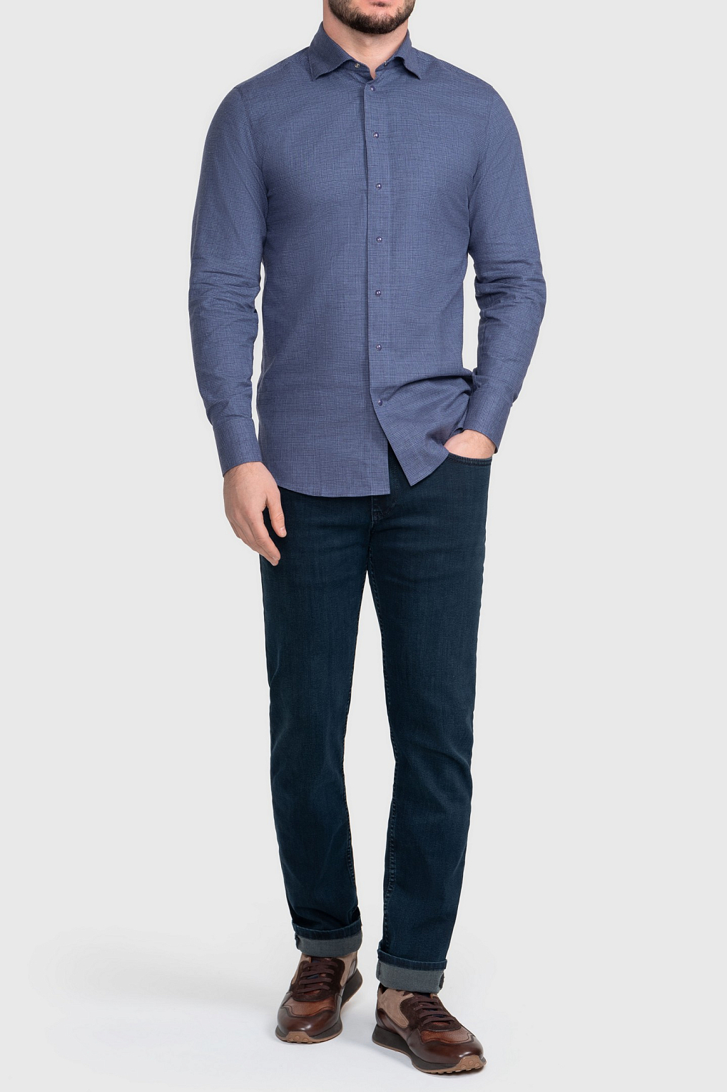 Сорочка мужская TR23A/05/0130 slim fit, синий, хлопок