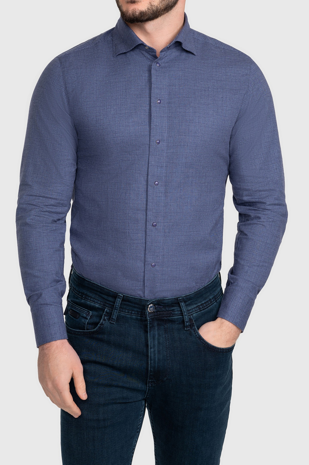 Сорочка мужская TR23A/05/0130 slim fit, синий, хлопок